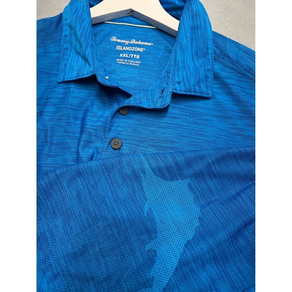 Tommy Bahama IslandZone Mens XXL Blue Space Dye Performance Polo Shirt Marlin‎